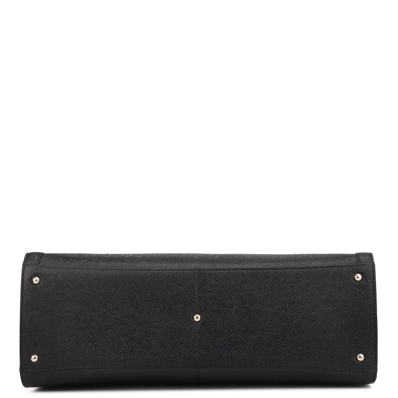 Da Milano Black Large Franzy Leather Book Tote - Black for Women | Best Price UAE